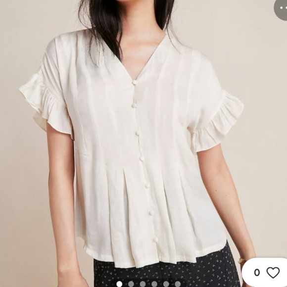 Anthropologie Tops - ANTHROPOLOGIE DOLAN mitzi pleated ruffle blouse - size large